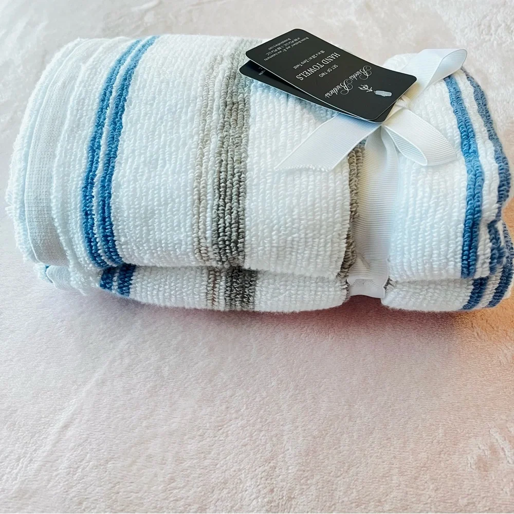NWT 2PK New Brooks Brothers Hand Towel Zero Twist 18X28 inch